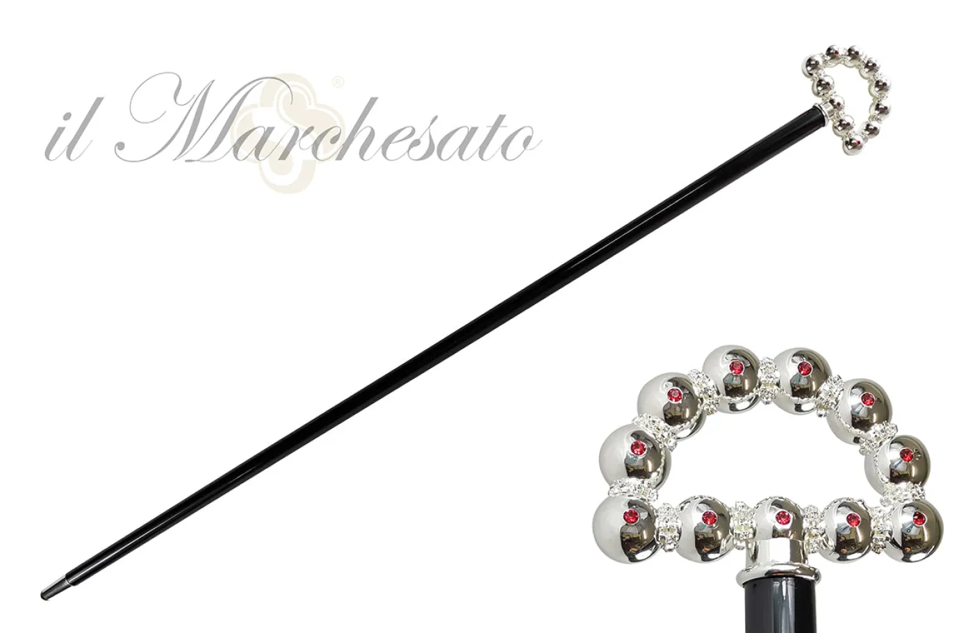 Il Marchesato bright walking stick with spheres and crystals Sale