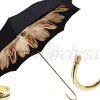 Il Marchesato Brown Dahlia Umbrella With Black Exterior, Double Cloth Marchesato Italy Fashion