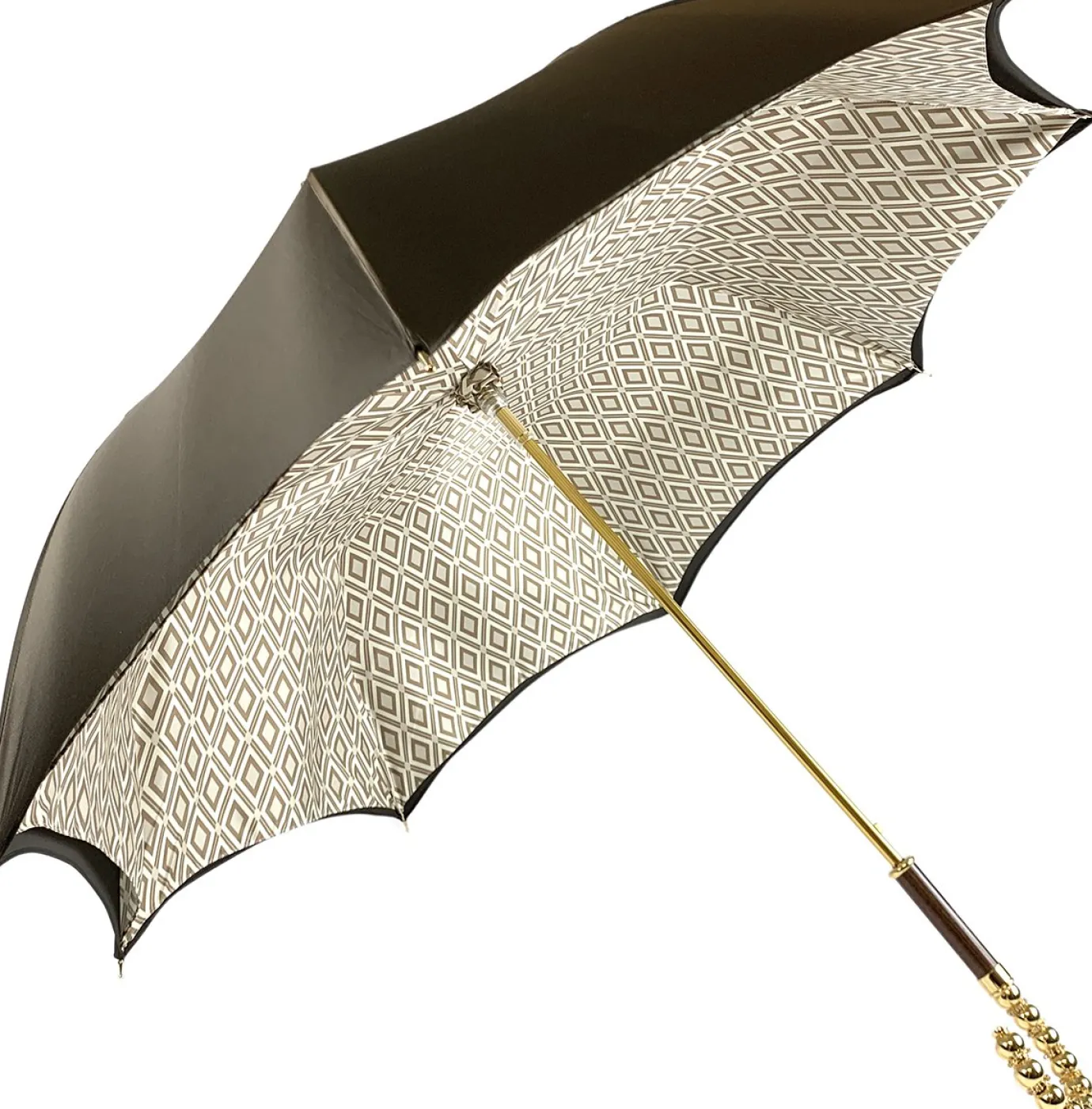 Il Marchesato Brown Umbrella With Rhombus Pattern Inside Outlet