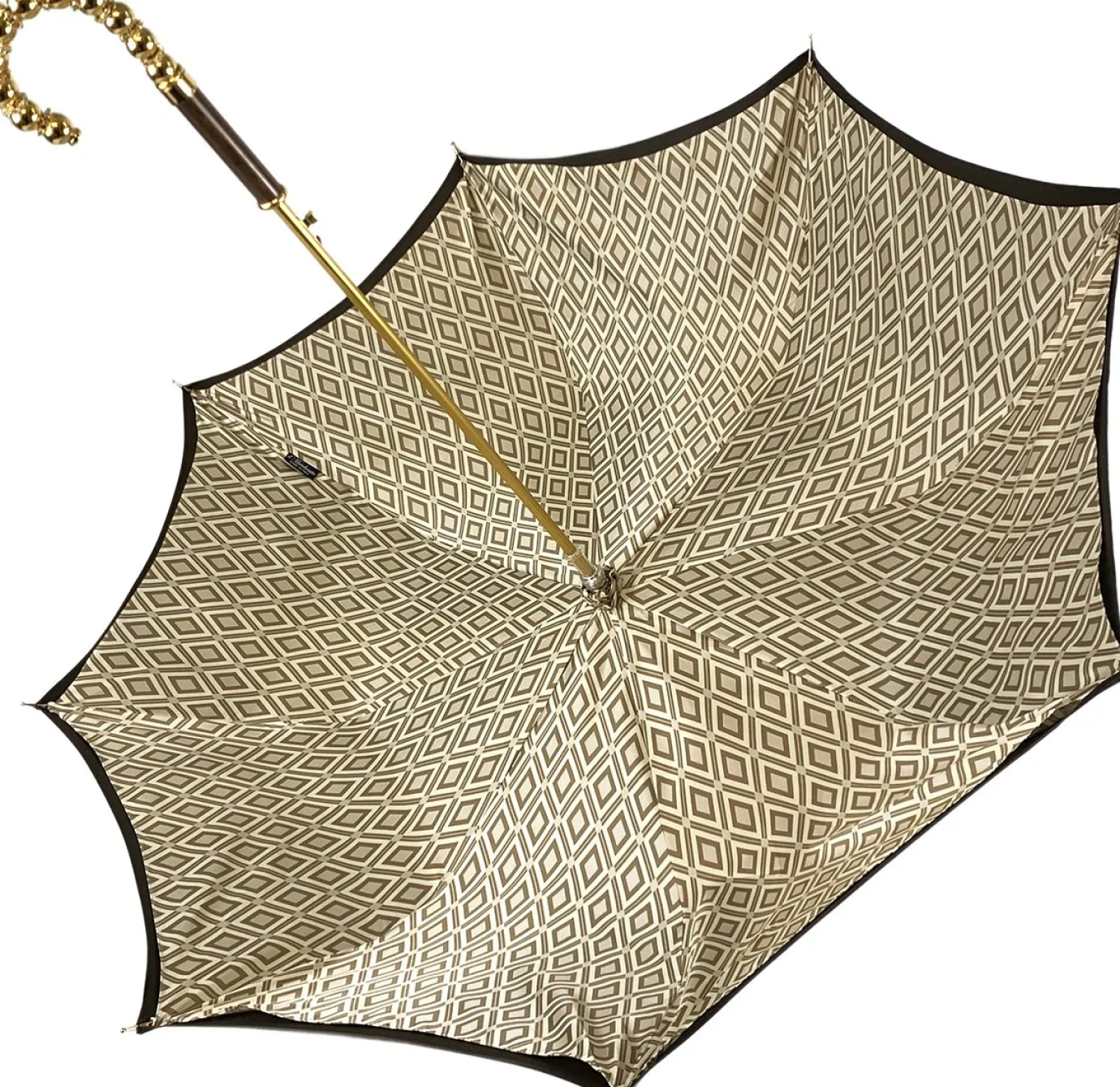 Il Marchesato Brown Umbrella With Rhombus Pattern Inside Outlet