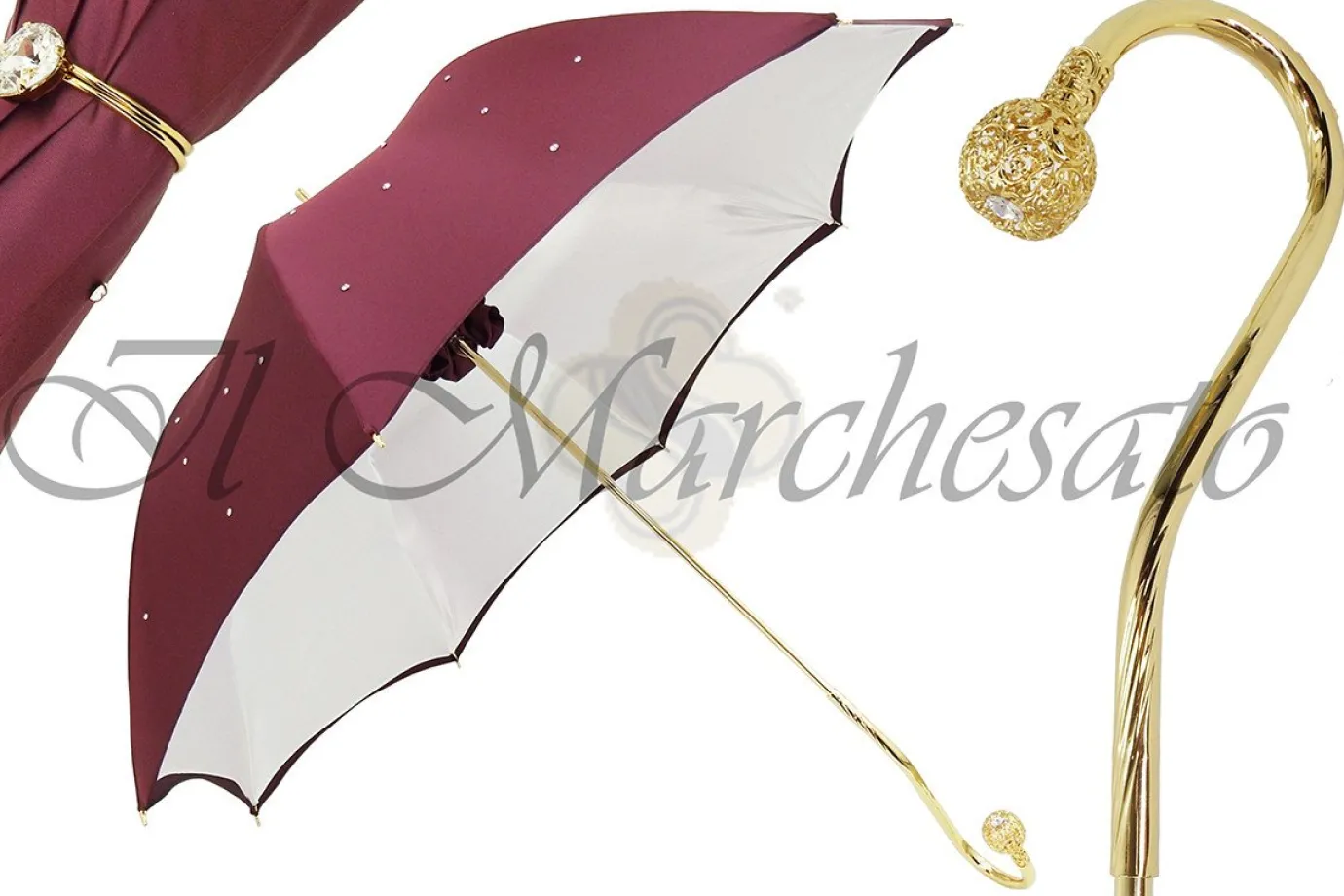 Il Marchesato Burgundy Luxury Women's Umbrella New