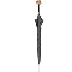 Il Marchesato Carnival of Shadows: Grey Umbrella with Intricate Clown Handle New