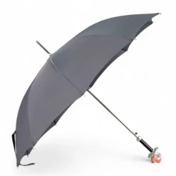 Il Marchesato Carnival of Shadows: Grey Umbrella with Intricate Clown Handle New