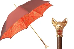 Il Marchesato Chic Companion: Red Umbrella with Gold Chihuahua Handle Hot