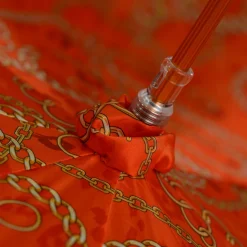 Il Marchesato Chic Companion: Red Umbrella with Gold Chihuahua Handle Hot