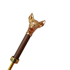 Il Marchesato Chic Companion: Red Umbrella with Gold Chihuahua Handle Hot
