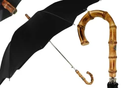 Il Marchesato Classic Automatic Black Umbrella With Whanghee Handle Discount