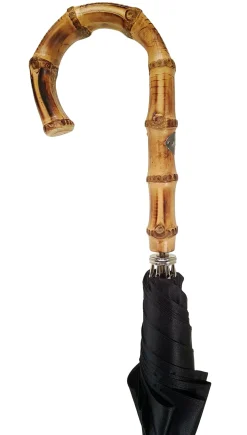 Il Marchesato Classic Automatic Black Umbrella With Whanghee Handle Discount