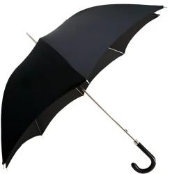 Il Marchesato Classic Gentlemen's Black Umbrella With Leather Handle Clearance
