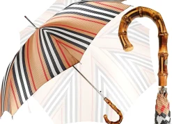 Il Marchesato Classic Striped Men's Umbrella - Bamboo Handle Hot