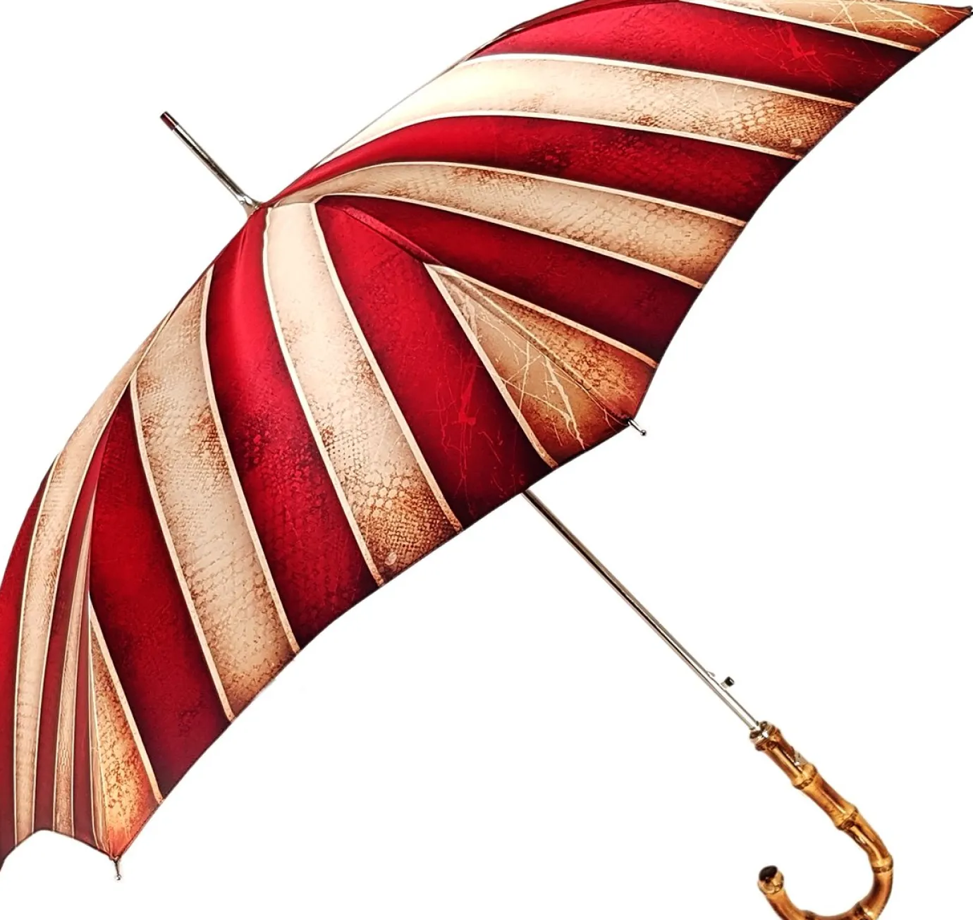 Il Marchesato Classic Striped Men's Umbrella - Bamboo Handle - New Exclusive Design Best Quality handcrafted in Italy Best