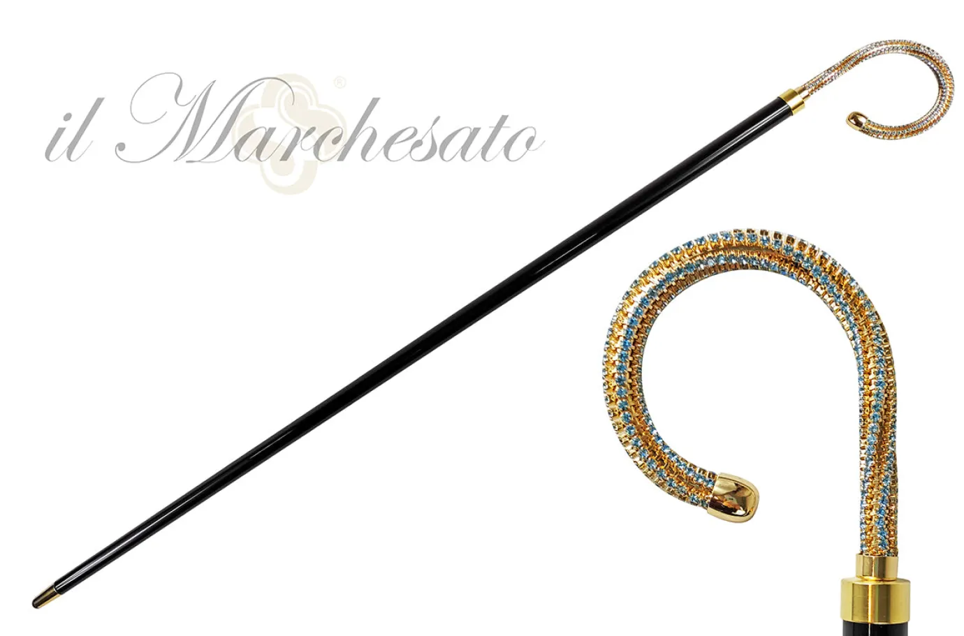 Il Marchesato Collectible Walking stick embellished with Acquamarine crystal Outlet