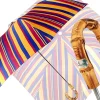 Il Marchesato Crafted Multi-Color Striped Folding Umbrella Bamboo Handle Fashion