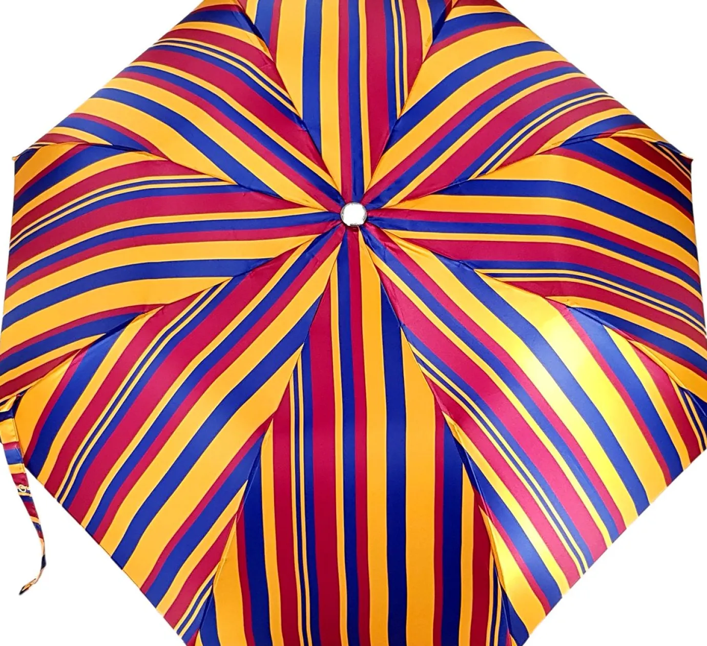 Il Marchesato Crafted Multi-Color Striped Folding Umbrella Bamboo Handle Fashion
