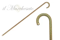 Il Marchesato Crook Walking Cane Encrusted with Emerald crystals Discount