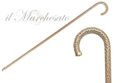 Il Marchesato Crook Walking Cane Encrusted with Aquamarine crystals Sale