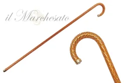 Il Marchesato Crook Walking Cane Encrusted with Orange crystals Fashion