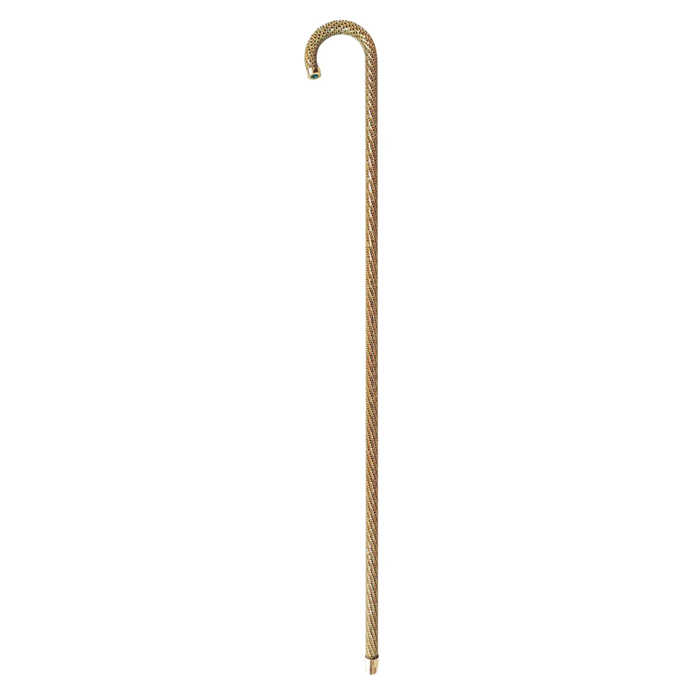 Il Marchesato Crook Walking Cane Encrusted with Emerald crystals Discount
