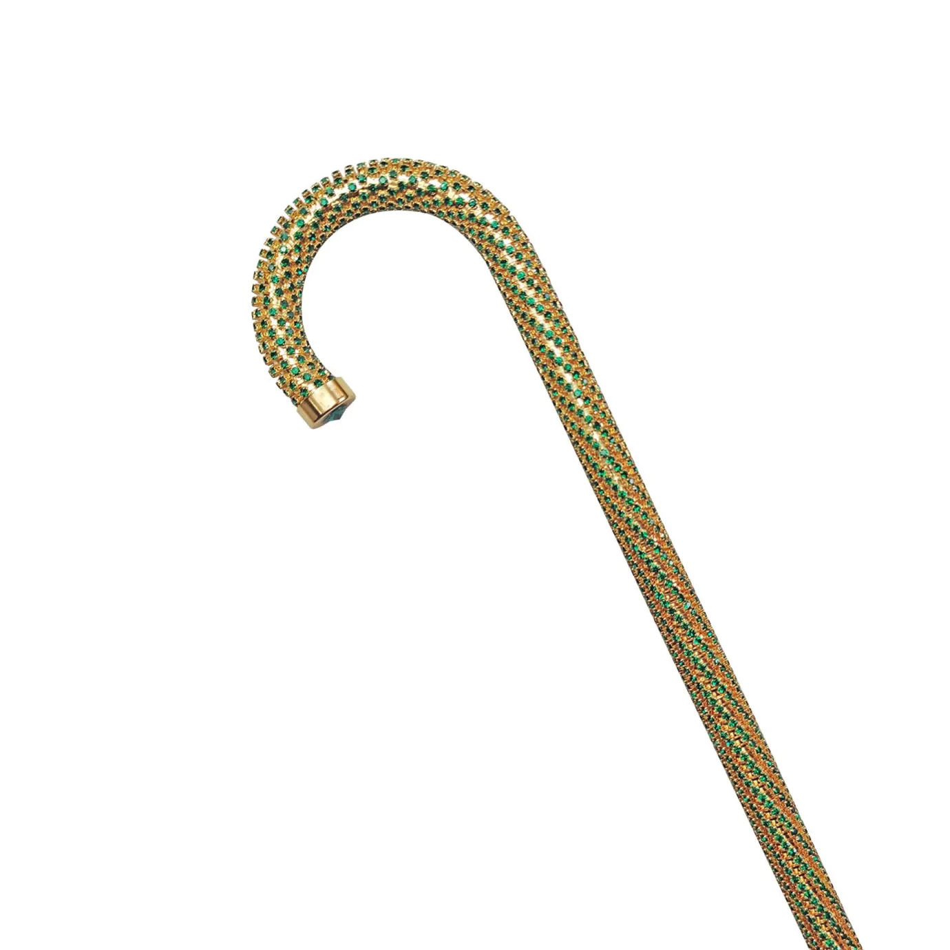 Il Marchesato Crook Walking Cane Encrusted with Emerald crystals Discount