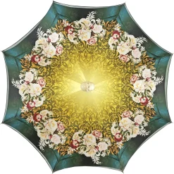 Il Marchesato Dark green umbrella with roses and cream knob Clearance