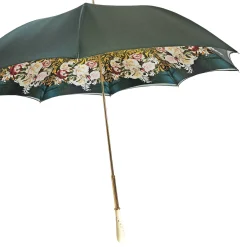 Il Marchesato Dark green umbrella with roses and cream knob Clearance