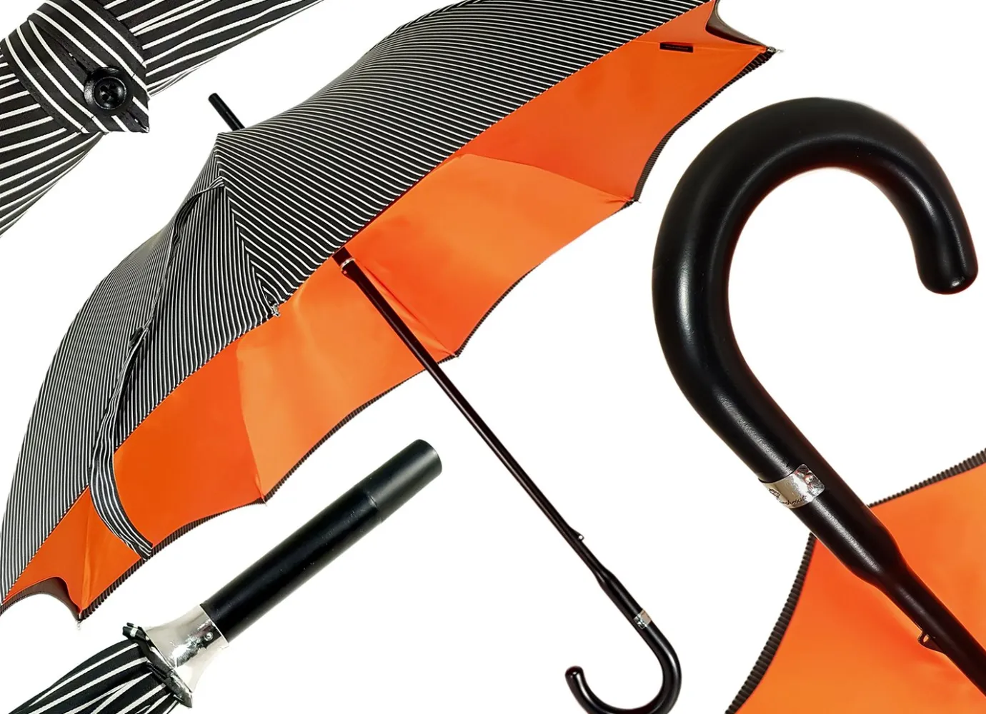 Il Marchesato Double Cloth Men's Black Striped Umbrella Hot