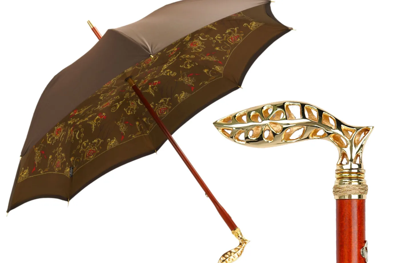 Il Marchesato Double Cloth Men's Umbrella - 24K Goldplated handle New