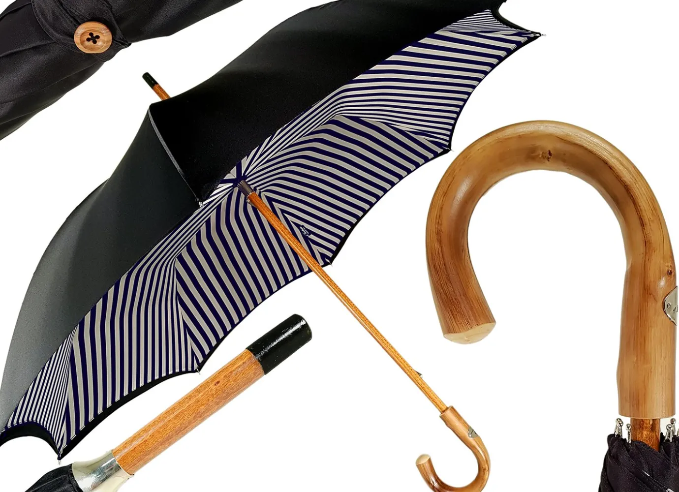 Il Marchesato Double Cloth Men's Umbrella - Blue Striped Design Online