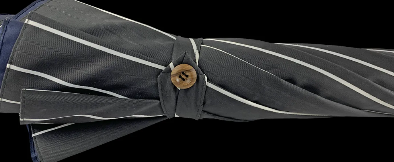 Il Marchesato Double Cloth Men's Umbrella - Grey and blu Striped Design Discount
