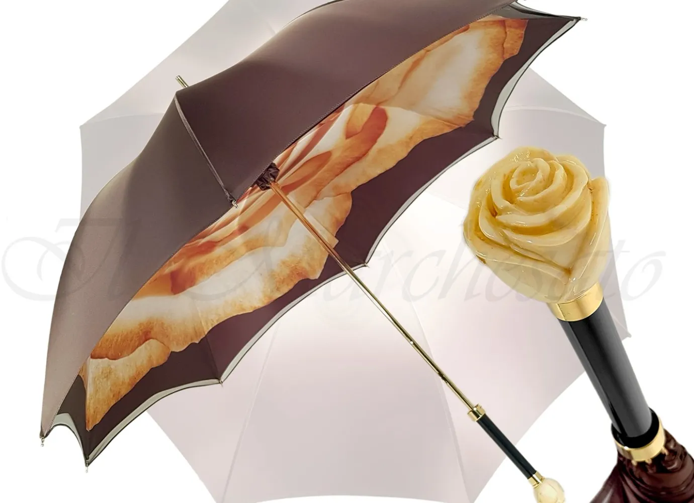 Il Marchesato Double Cloth Women's Umbrella with Printed Rose Design Fashion