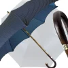 Il Marchesato Elegant Blue umbrella with Natural Chestnut Wood hand-curved Discount
