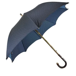 Il Marchesato Elegant Blue umbrella with Natural Chestnut Wood hand-curved Discount