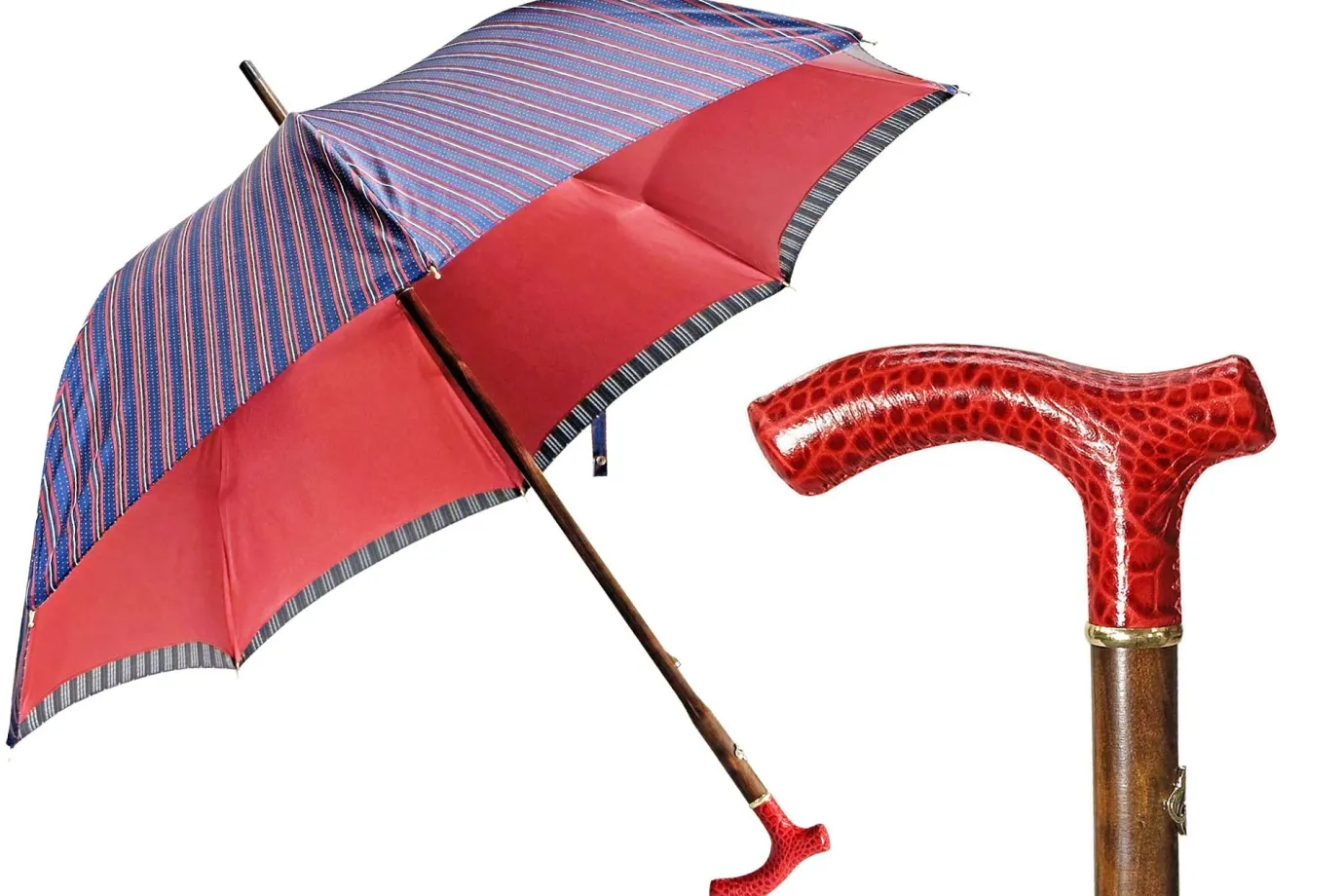Il Marchesato Elegant burgundy umbrella - handmade red leather handle Online