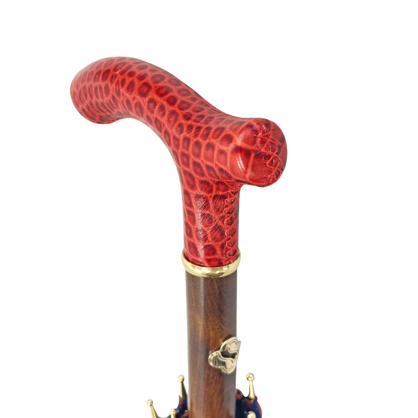 Il Marchesato Elegant burgundy umbrella - handmade red leather handle Online