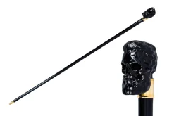 Il Marchesato Elegant Cane with Sculpted Black Skull Handle and Gold Accents Discount