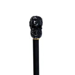 Il Marchesato Elegant Cane with Sculpted Black Skull Handle and Gold Accents Discount