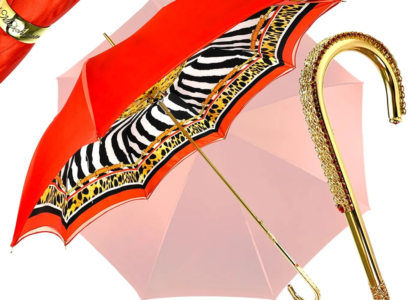 Il Marchesato Elegant Internally Leopard Print Umbrella, Double Cloth Outlet