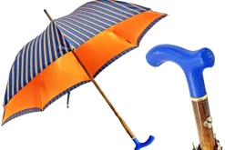 Il Marchesato Elegant orange umbrella - handmade blue leather handle Best