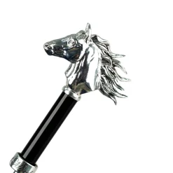 Il Marchesato Elegant polka dot umbrella with silverplated horse handle New