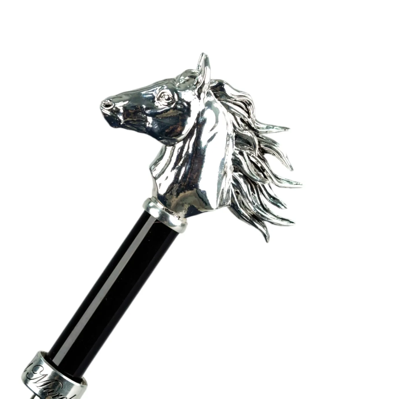 Il Marchesato Elegant polka dot umbrella with silverplated horse handle New