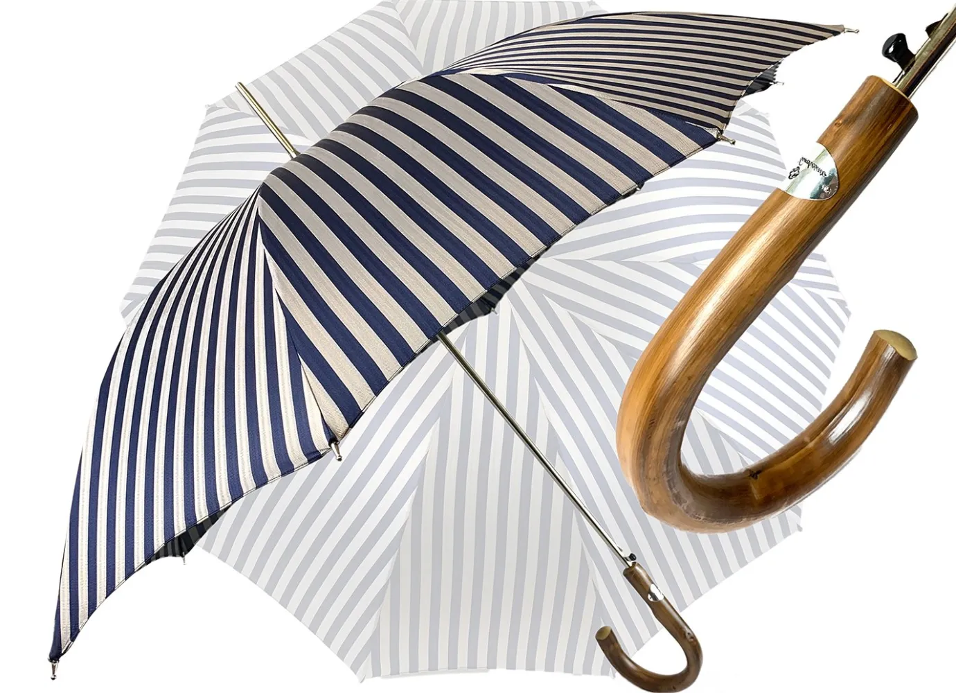 Il Marchesato Elegant striped Blue and gray umbrella - Exclusive ilMarchesato Clearance