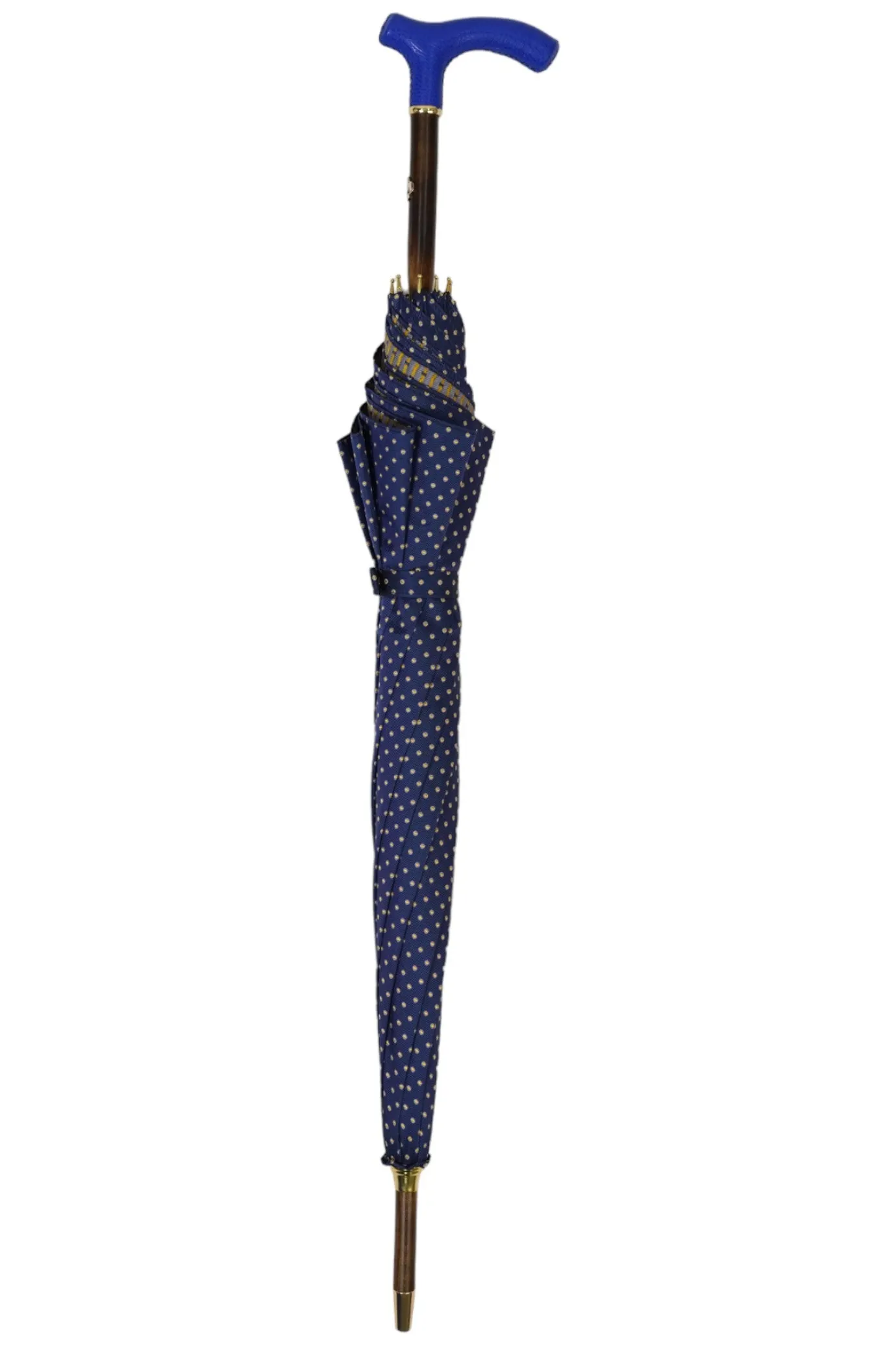 Il Marchesato Elegant Umbrella with Blue Leather Handle and Beechwood Shaft Discount
