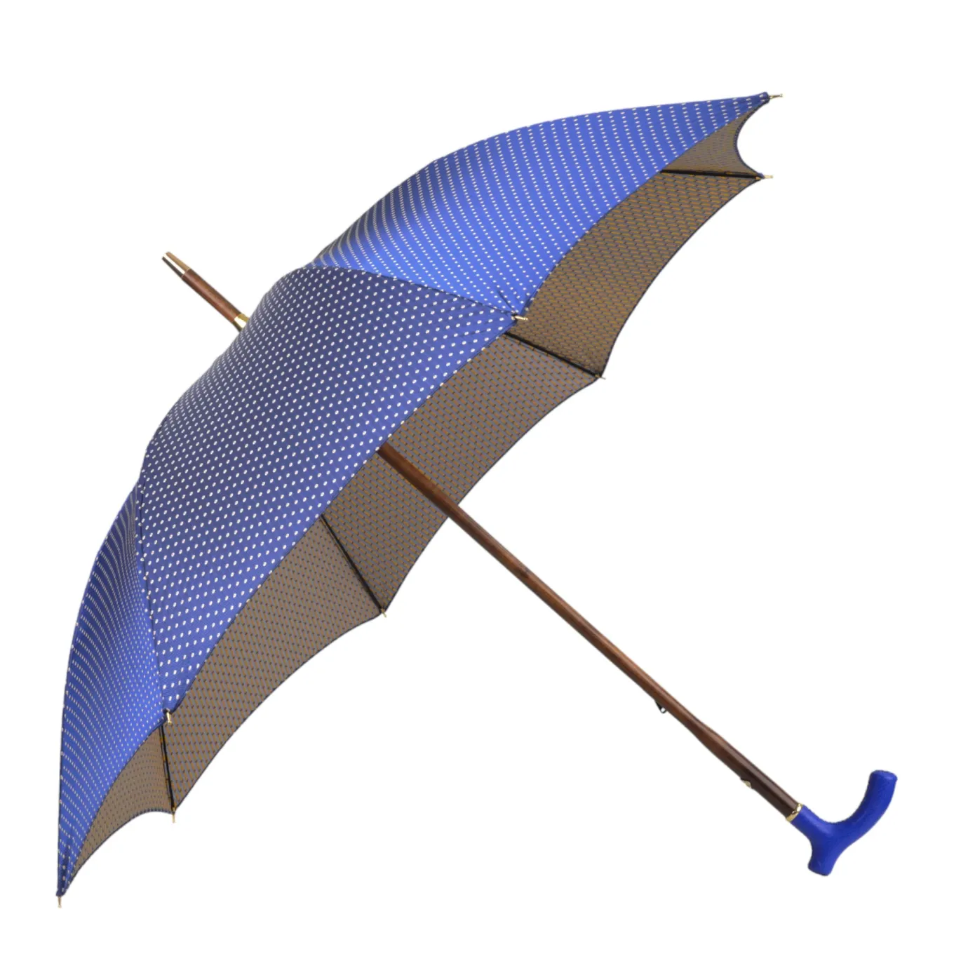 Il Marchesato Elegant Umbrella with Blue Leather Handle and Beechwood Shaft Discount