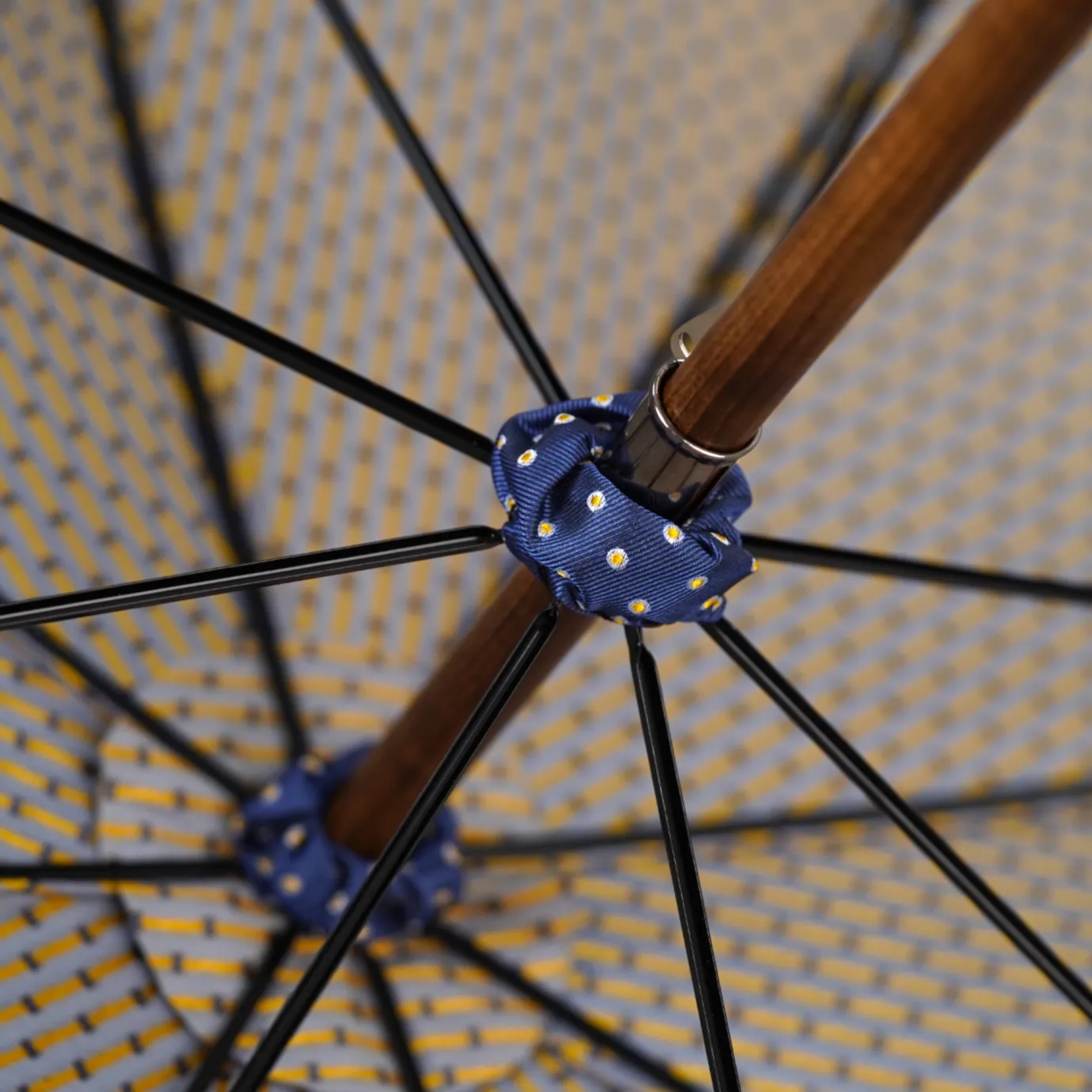 Il Marchesato Elegant Umbrella with Blue Leather Handle and Beechwood Shaft Discount