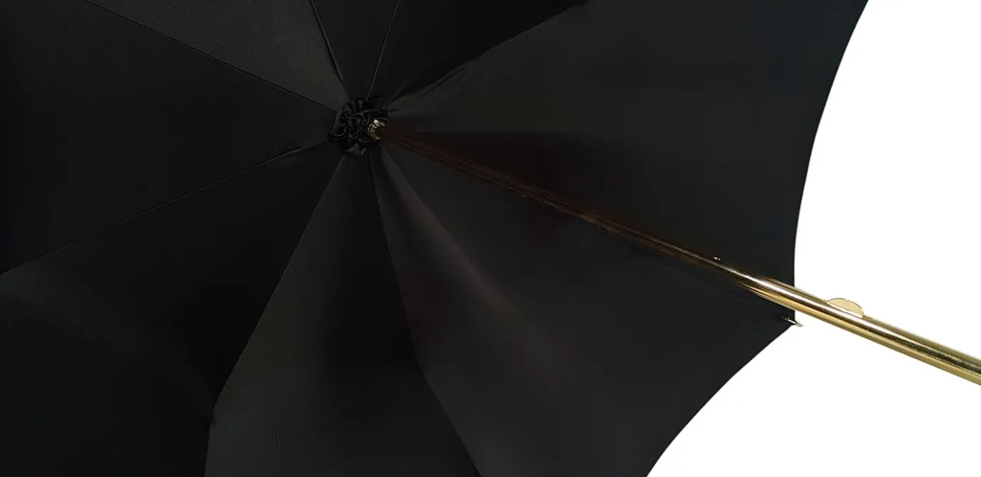 Il Marchesato Elegant Umbrella With Double Layer In Black Satin Outlet