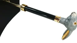 Il Marchesato Elegant Umbrella With Double Layer In Black Satin Outlet