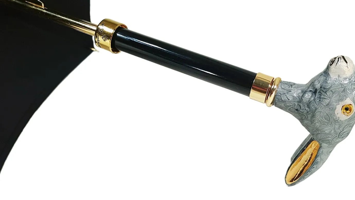 Il Marchesato Elegant Umbrella With Double Layer In Black Satin Outlet