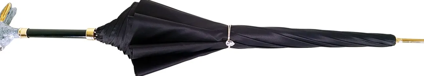 Il Marchesato Elegant Umbrella With Double Layer In Black Satin Outlet