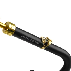 Il Marchesato Elegant Umbrella with Leather Handle, Gold Skull, and Ornate Black and Outlet