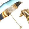 Il Marchesato Equestrian Elegance: Light Blue Umbrella with Golden Horse Head Handle New